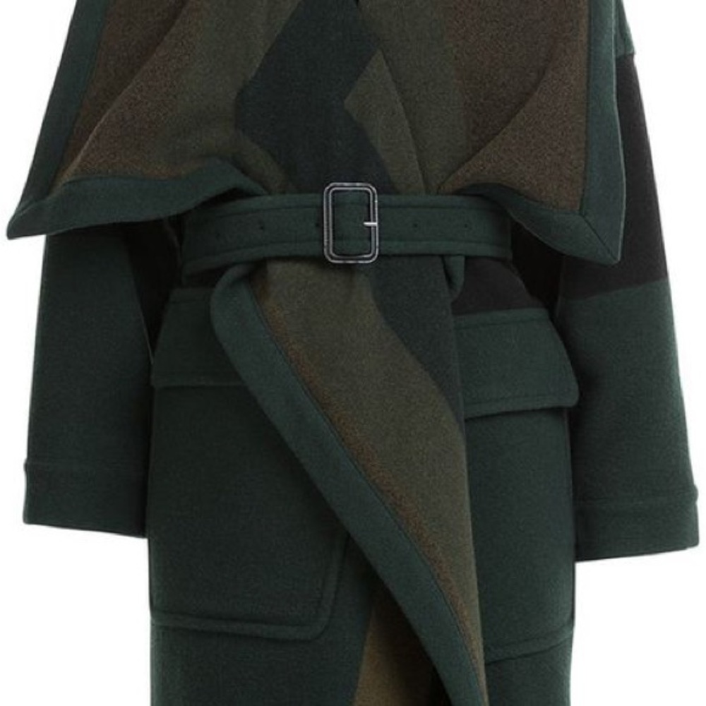 Burberry Brit Green Cherbrooke wool-blend blanket coat belted Sz S RARE! - Picture 2 of 13